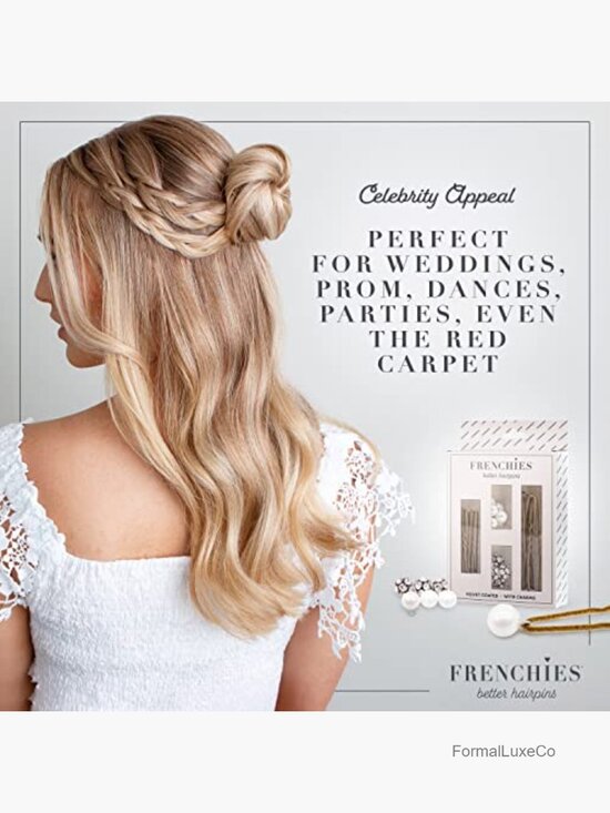 Velvet Hair Pins with Crystals & Pearls, Non-Slip, 20 Count, French Twist Updo main image 4